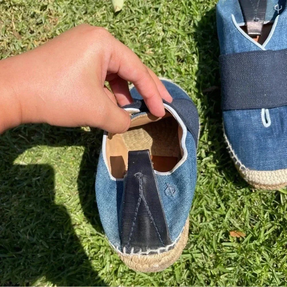 Rag & Bone Nina Blue Denim Leather Jute Slip-On Espadrilles Size 38 / 7.5 - Picture 6 of 15